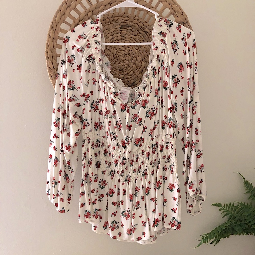 long sleeve floral blouse
